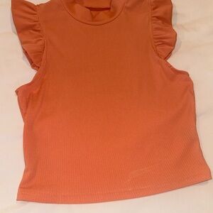 Ruffled Sleeve Orange/Coral Top